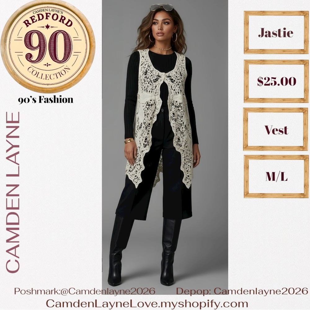 Jastie Cream Lace Vest Cardigan